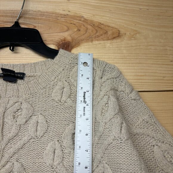 Vintage Banana Republic Sweater Mens Medium Cream Wool Fisherman Chunky Knit - Picture 8 of 13